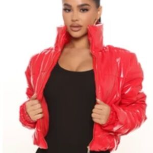 Fashion Nova Vibrant Red Puffer Jacket